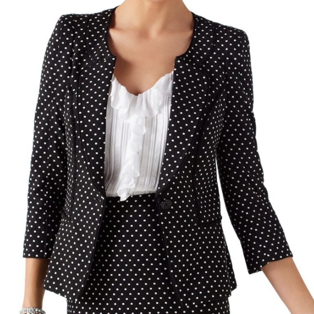 WHBM Polka Dot 3/4 Sleeve Blazer size 6